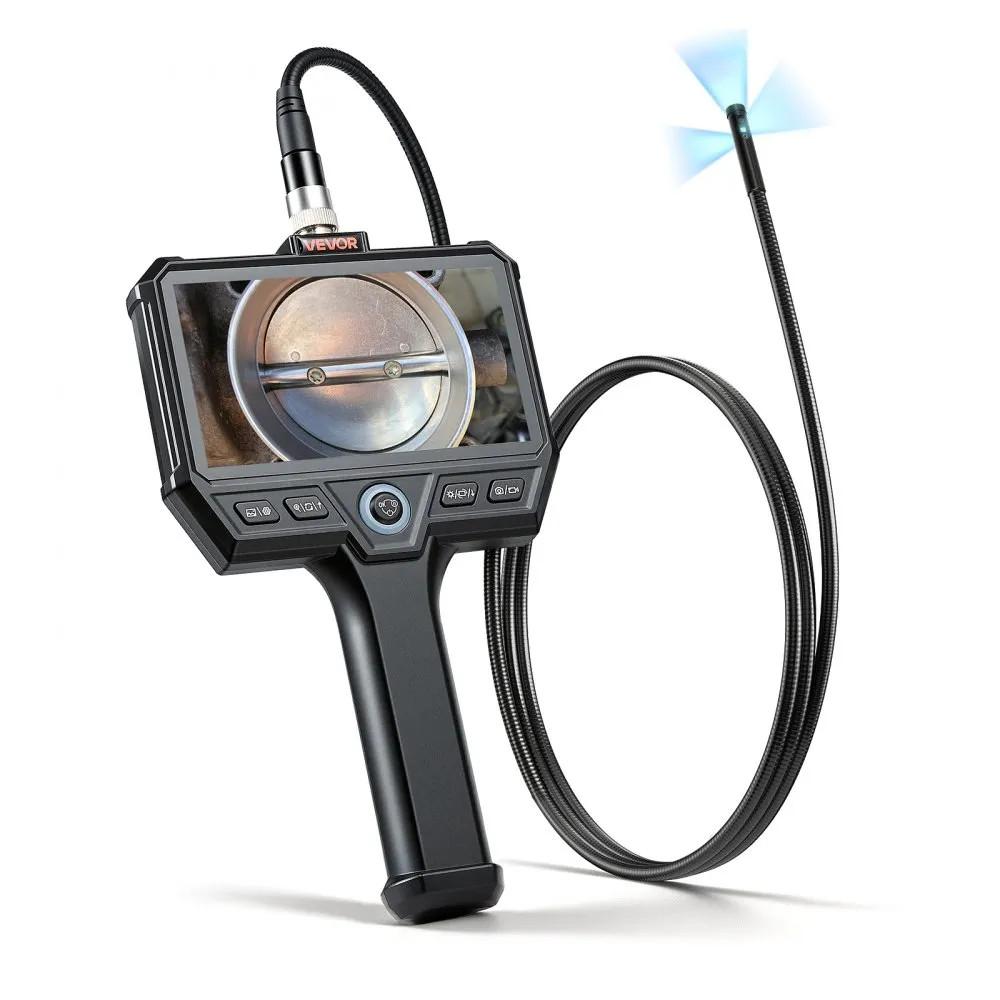 VEVOR Triple Lens Endoscope with Light, 5" HD IPS Screen Industrial Borescope Ca