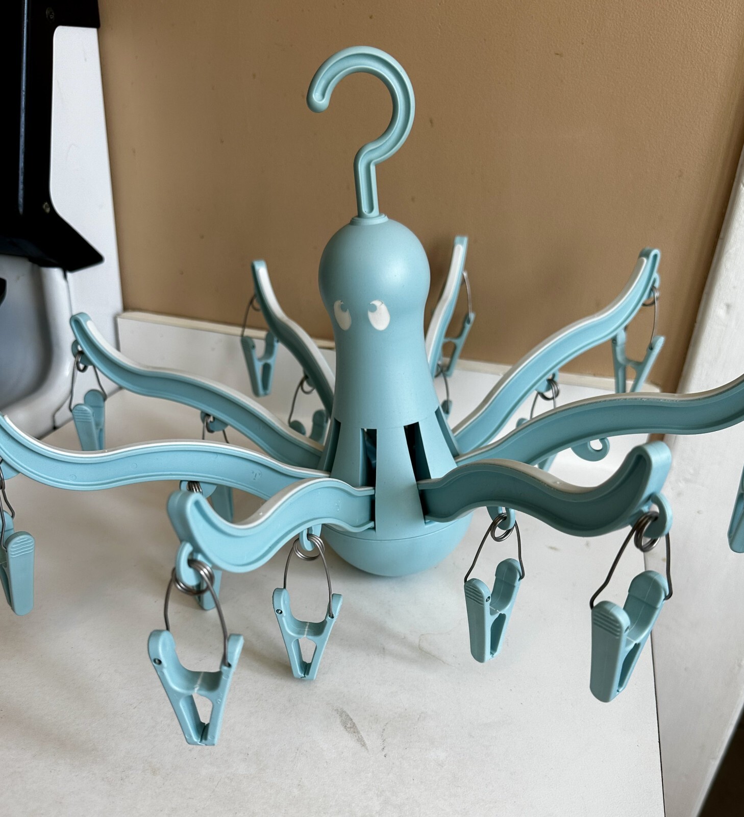 IKEA Pressa Blue Octopus Hanging Folding Drying Hanger 15 Clips