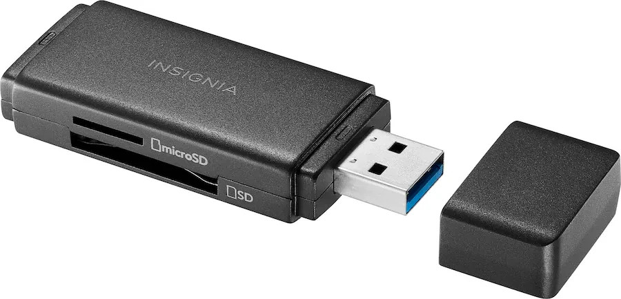 Insignia USB 3.0 to SD and microSD Memory Card Reader - Black
