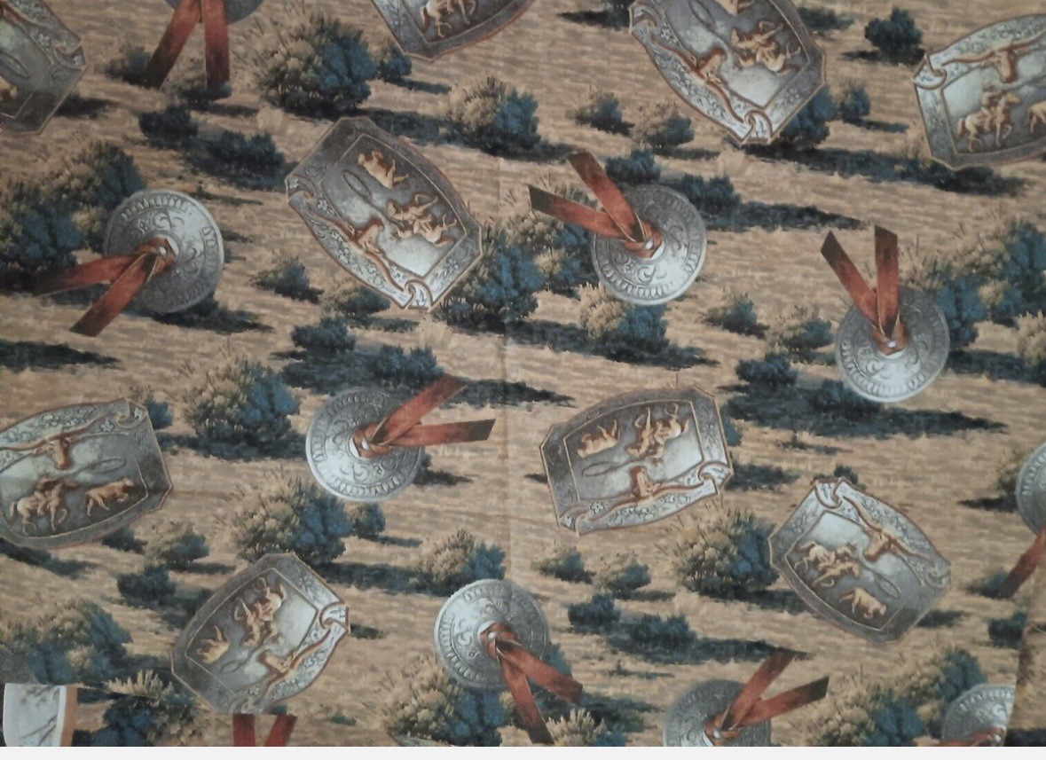 Buckle/Concho/Rodeo Cattle Drive Fabric Western 2yds Vintage