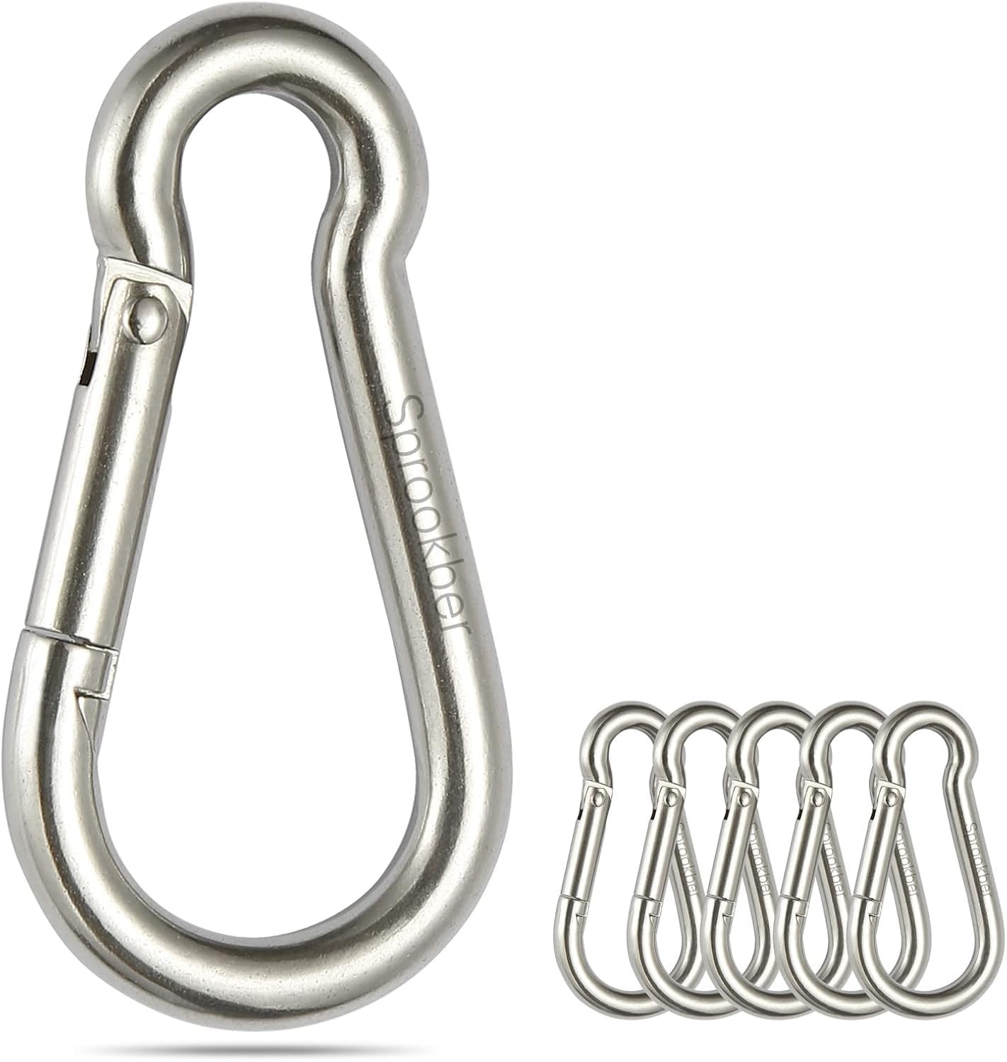 sprookber Stainless Steel Spring Snap Hook Carabiner - 304 Stainless Steel Ca...