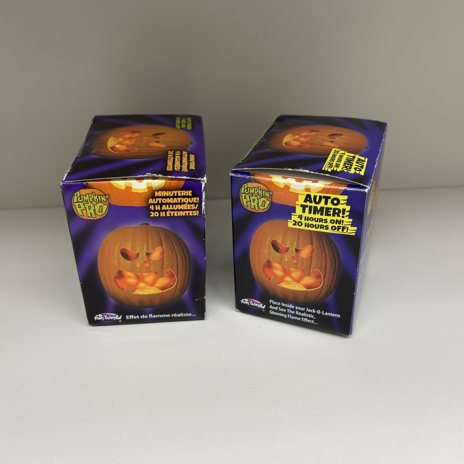 Lot Of 2 Pumpkin Pro Halloween Flaming Pumpkin Light Timers