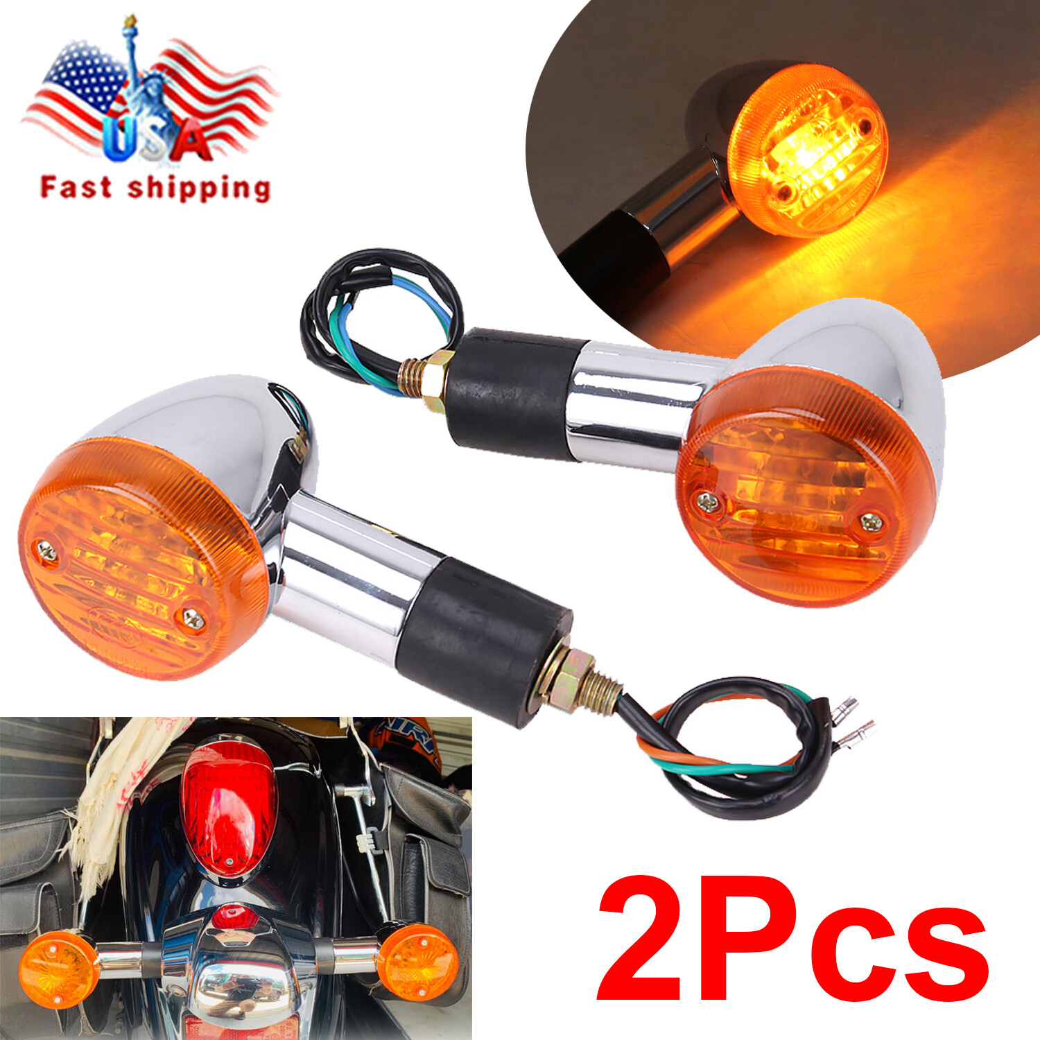 Chrome Turn Signals Lights For Honda Shadow VT ACE Aero Spirit VLX 600 750 1100