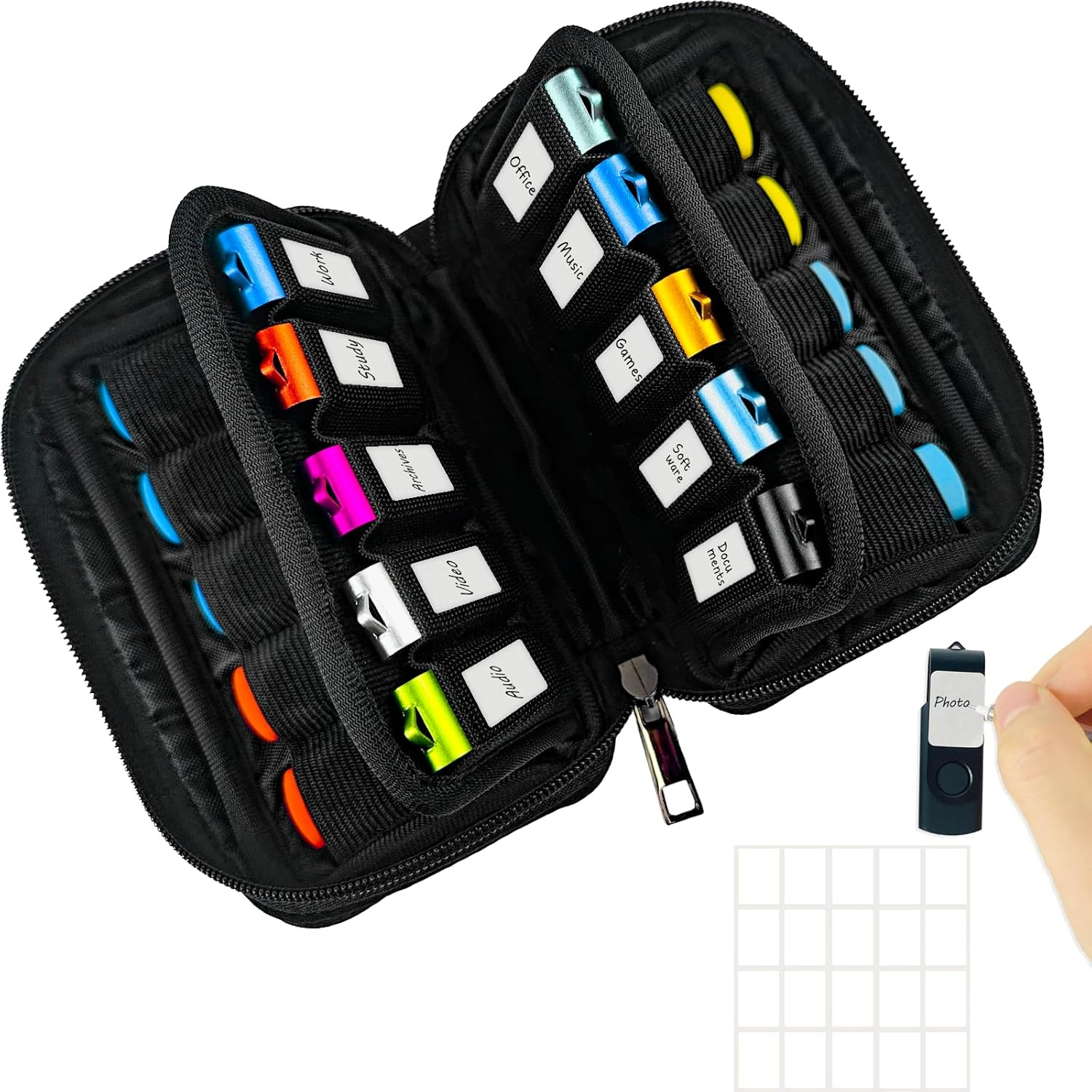 Flash Drive Case 20 Slots Storage Case USB Holder Storage Bag for Flash Drive E
