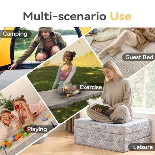 Memory Foam Folding Mattress 4 Inch Twin Size with Protable Storage Bag, Tw"