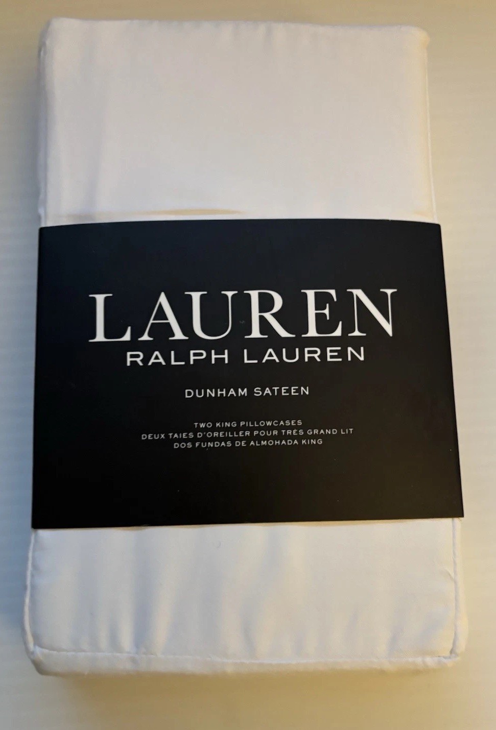 RALPH LAUREN 2 PC Cotton Dunham Sateen White KING Pillowcases NEW MSRP $50