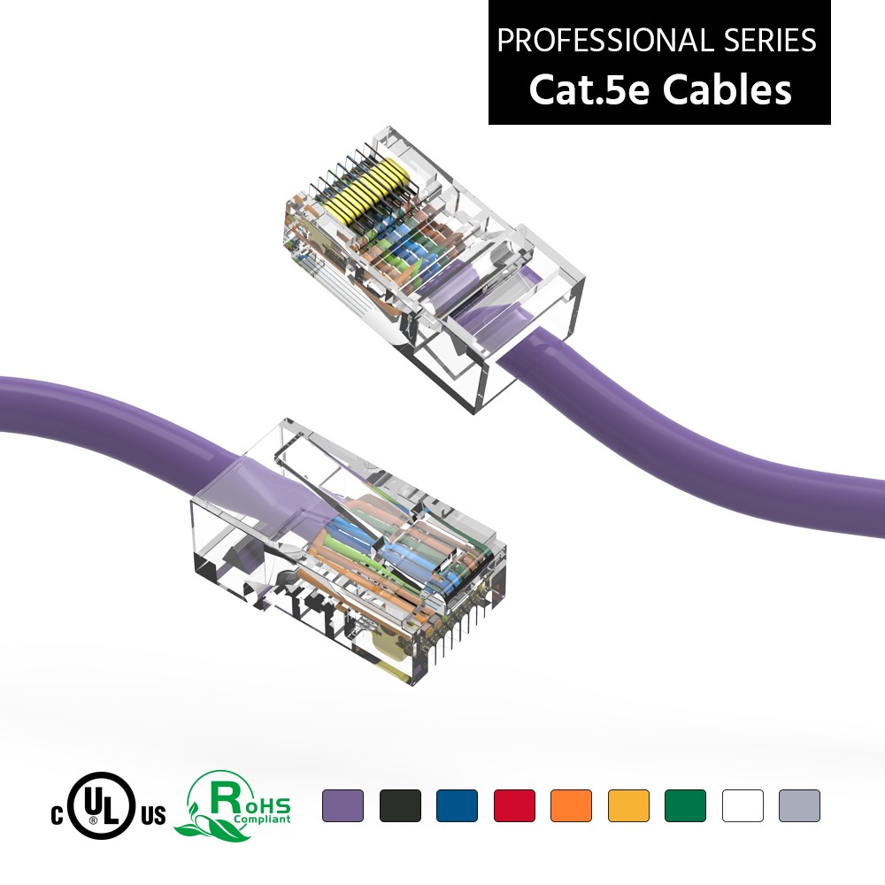 8Ft CAT5E UTP Ethernet Network Non Booted Cable Purple