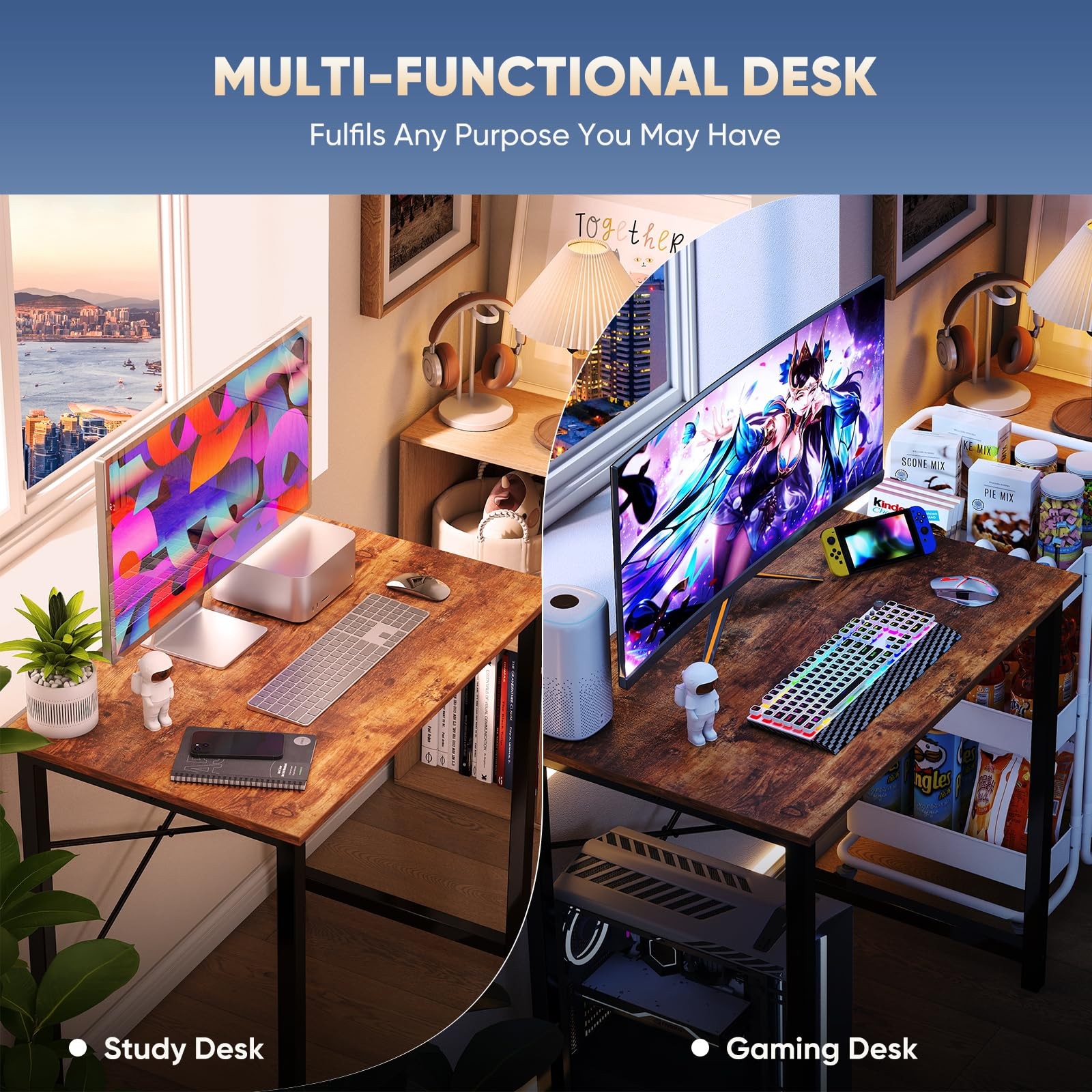 31 Inch Small Computer Desk for Home Office, Modern Study Writing Gaming Work...