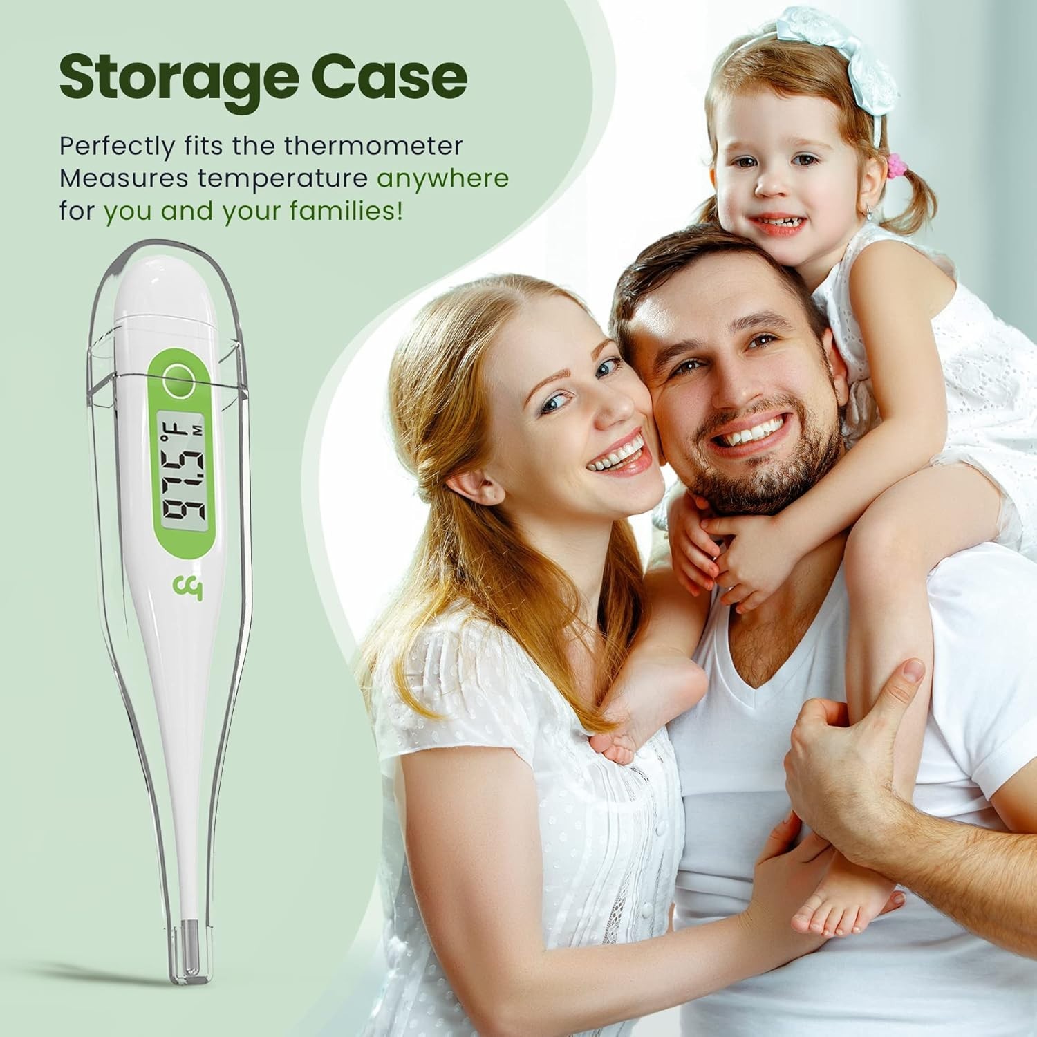 Multifunctional Digital Thermometer: Fever Alert, Memory Recall, Waterproof Tip