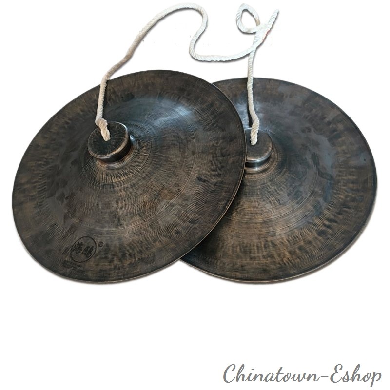 Pair 11.8" Buddhism Temple Ritual Bell Metal Bell Bronze Black Big Cymbals #2375