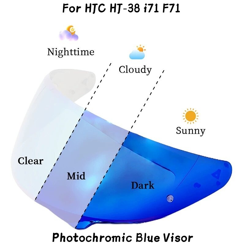 Photochromic Blue Visor Fits For HJC i71 F71 HJ38 Helmet Face Shield Lenses