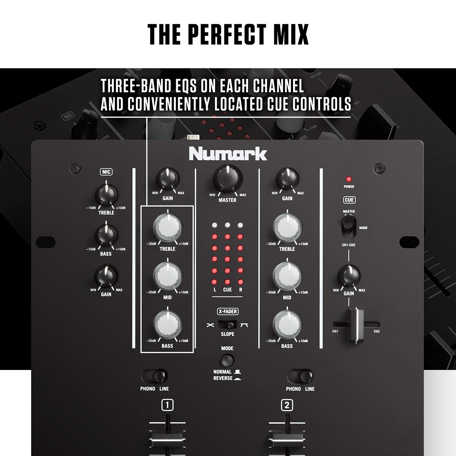 Numark M2 - 2-Channel Scratch DJ Mixer, Rack Mountable with 3-Band EQ, Microp...