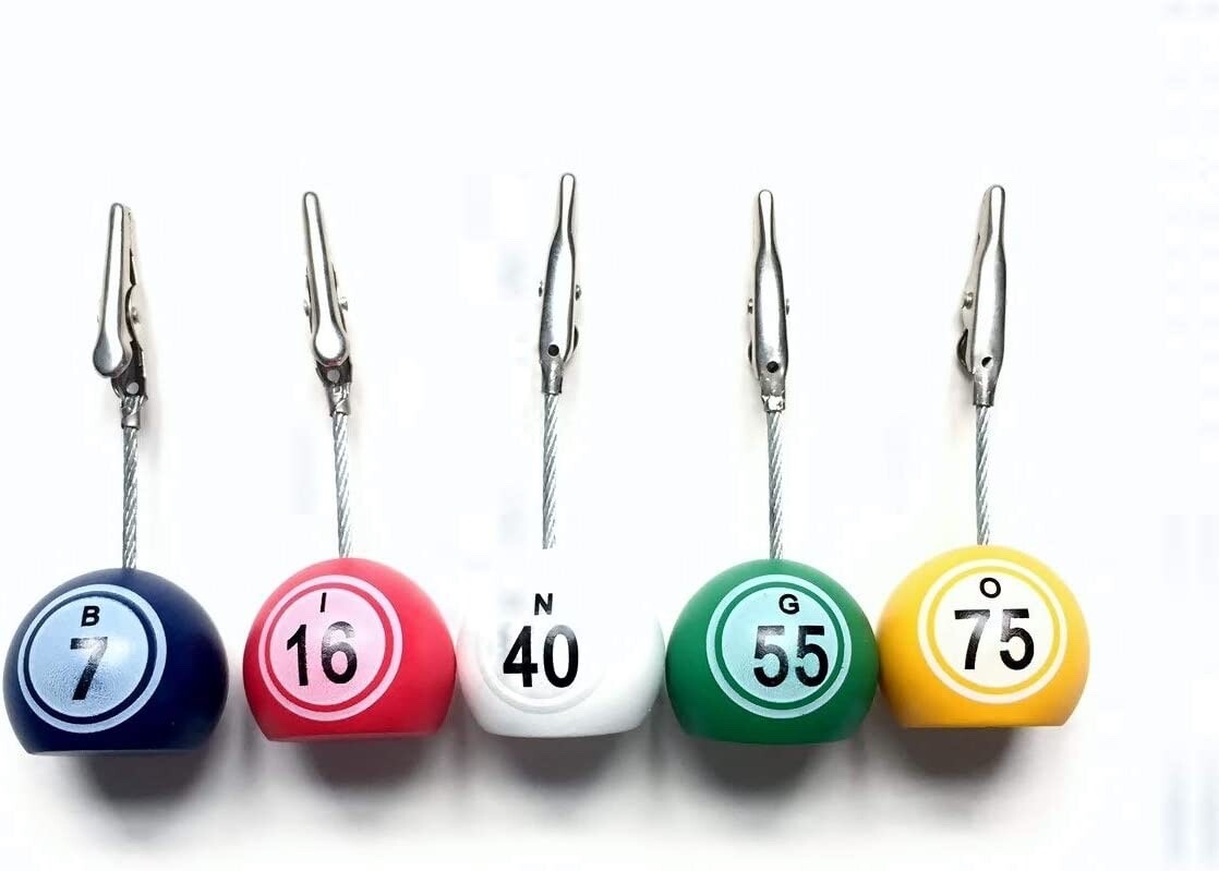 Bingo Admission Ticket Holder-Bingo Balls- Set of 5- One Of Each Color-BINGO