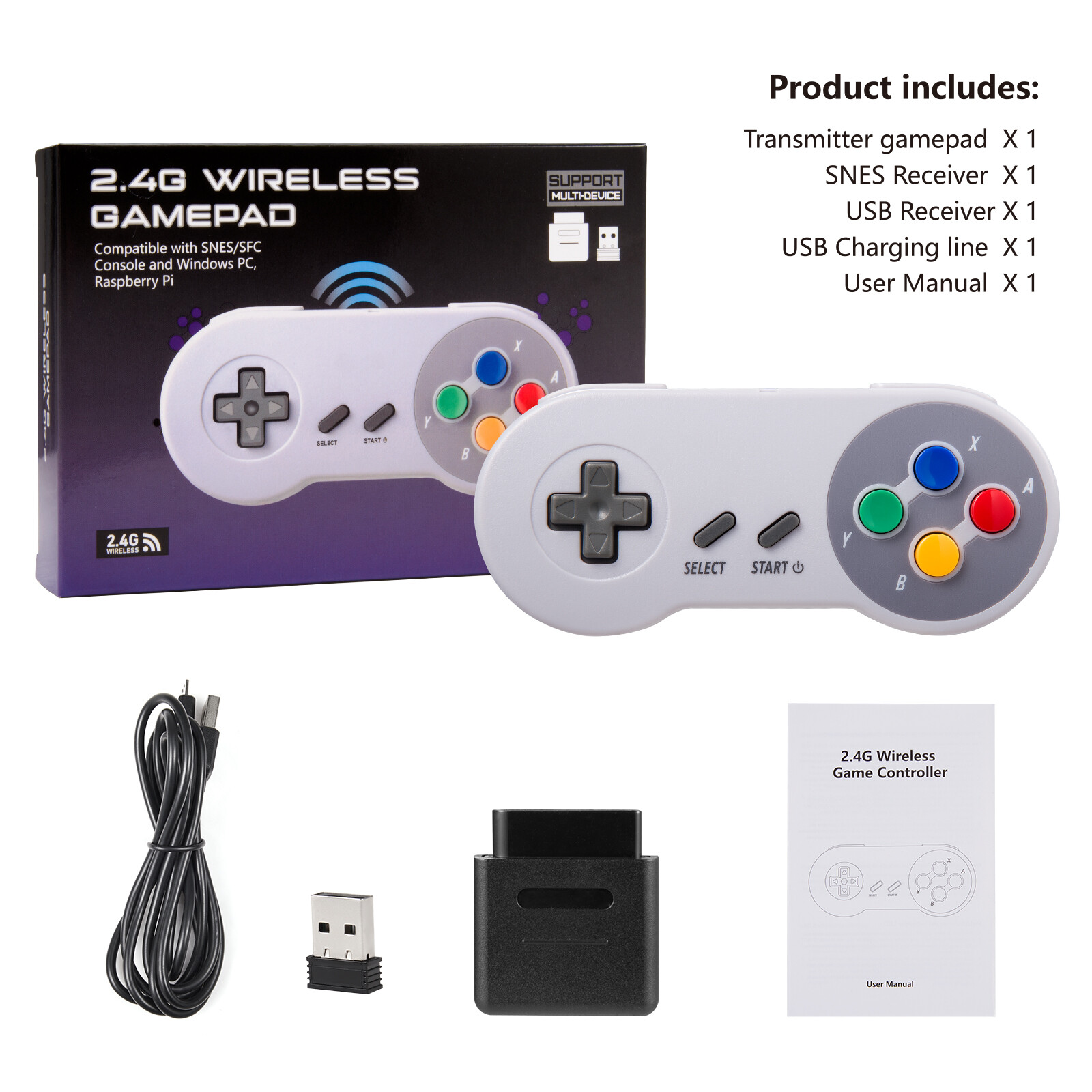 2x Wireless SNES Controller Remote Gamepad For Original Super SNES Console & SFC