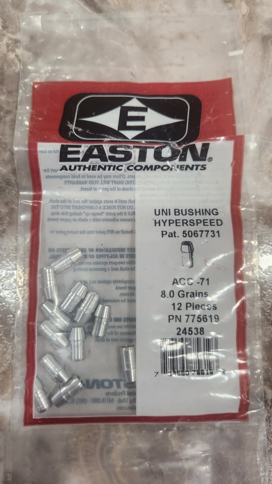 Easton Uni Bushing Hyperspeed ACC-71  8.0 Grains 12 Inserts