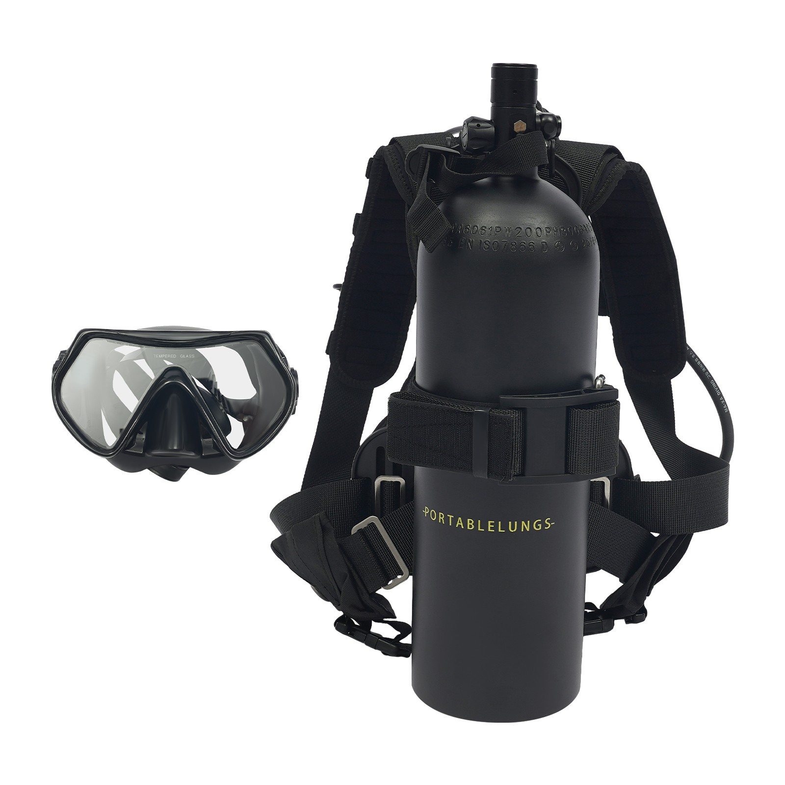4L Scuba Tank Diving Set with Mask & Yoke To 8mm Adapter