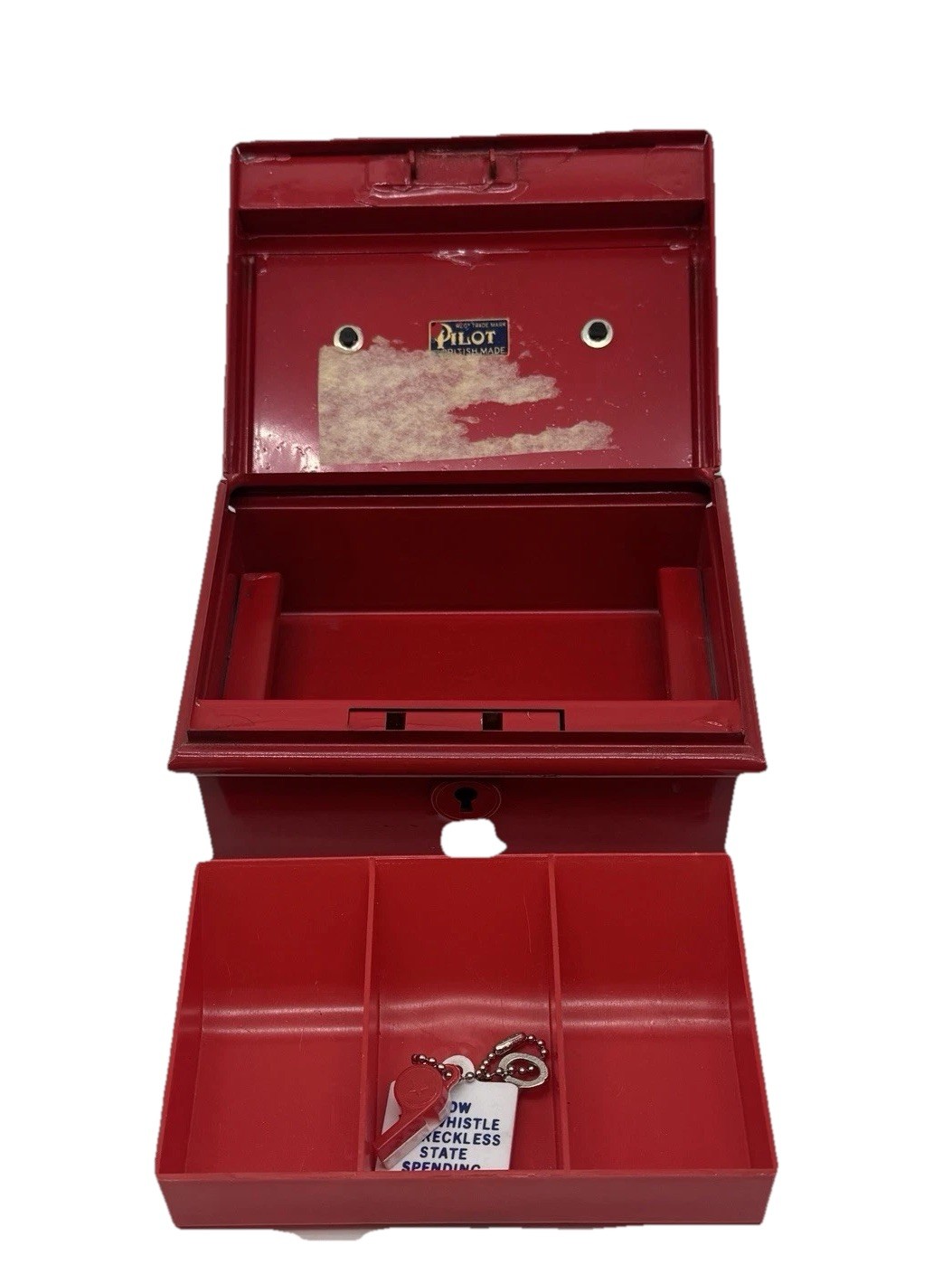 RED Metal Lock Box-Key By PILOT Made In England ‘72 McCorkle Auditor General PA