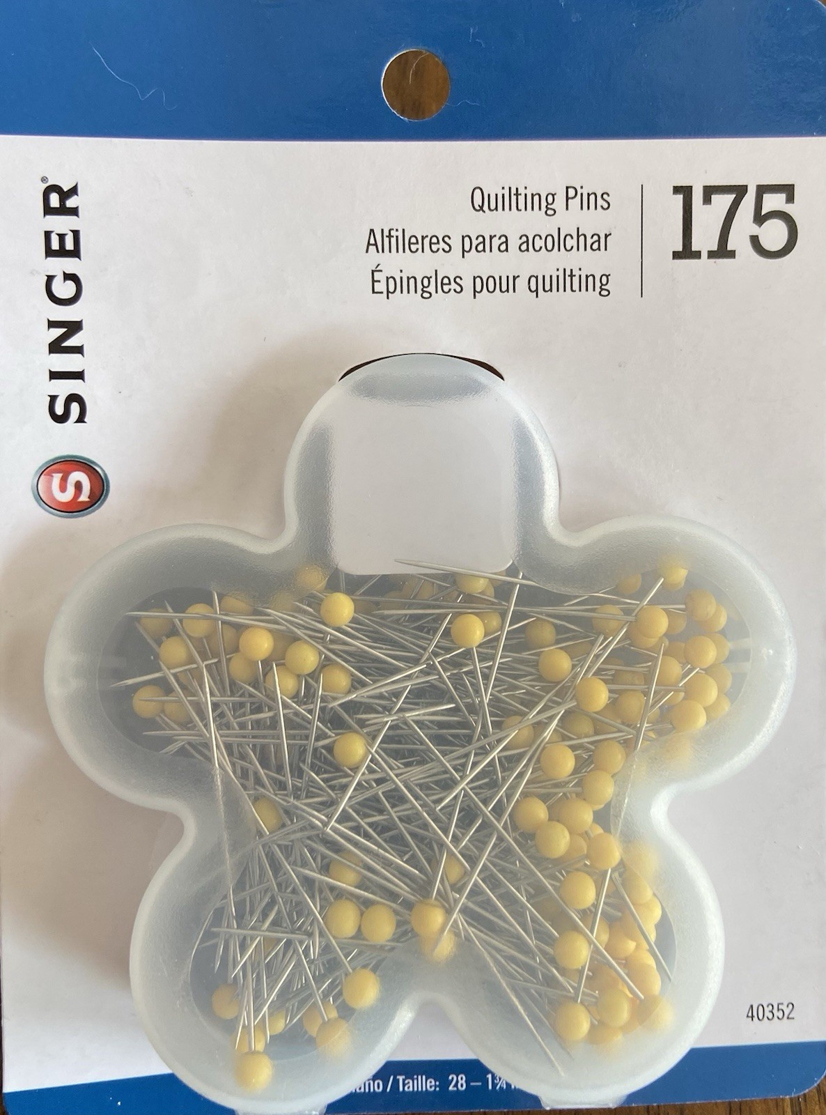 New Singer Quilting Pins 175pk 1-3/4" (28) in Flower shaped case
