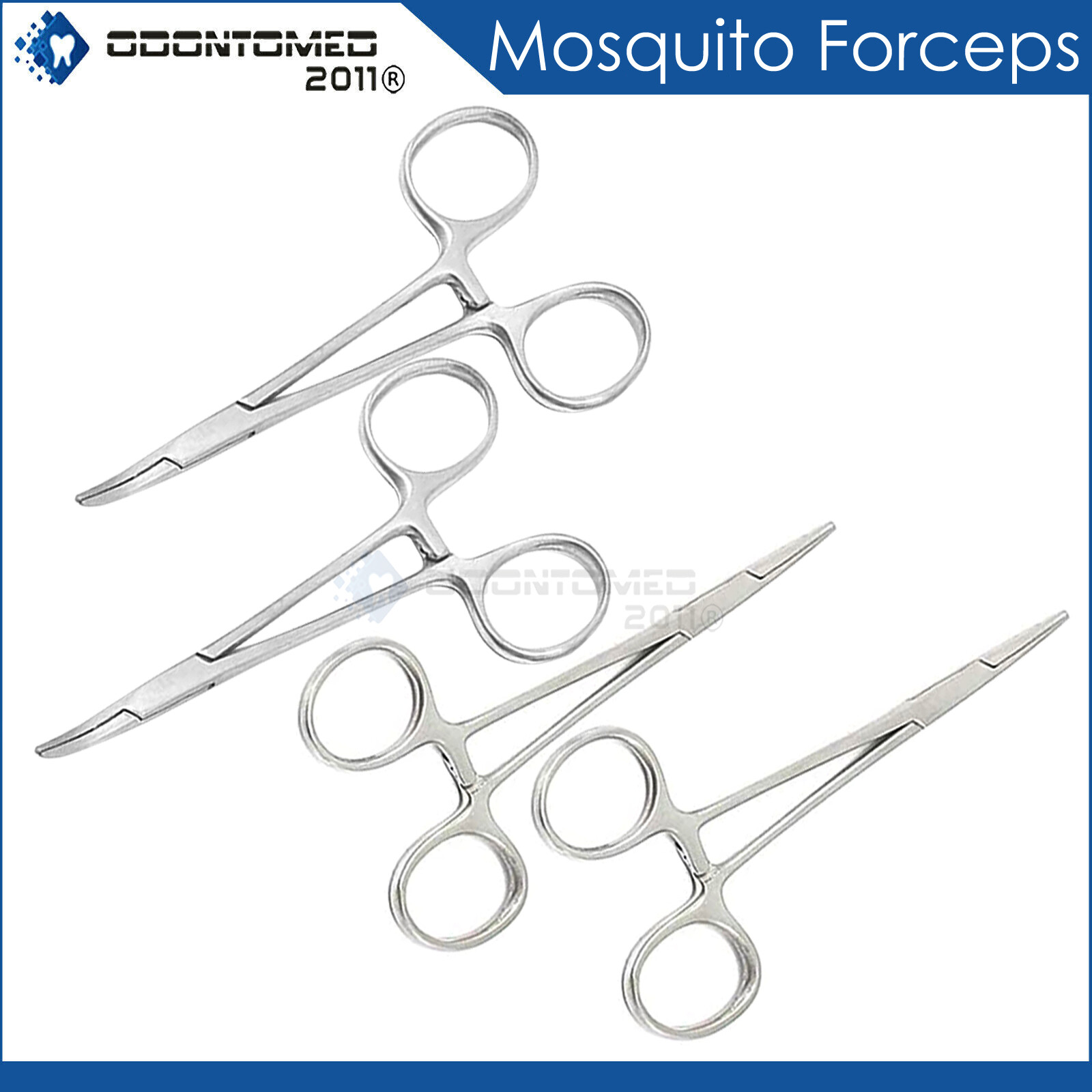 HEMOSTATS / LOCKING FORCEPS 3-1/2" - 2 Curved,2 Straight - Stainless Steel NEW
