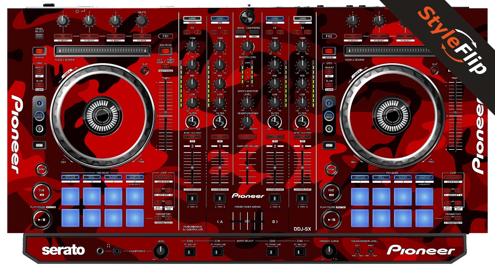 Pioneer DDJ-SX Skin | Red Camo | Protective Decal | StyleFlip Skins