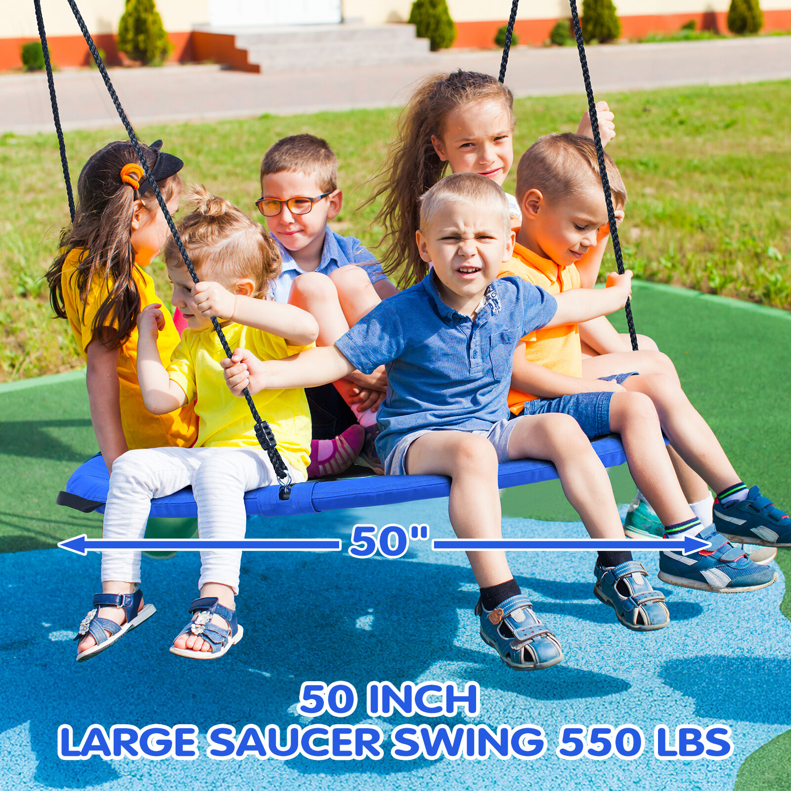 500lbs Heavy Duty Metal Swing Set for Kids Backyard with 50" Large Saucer Swing