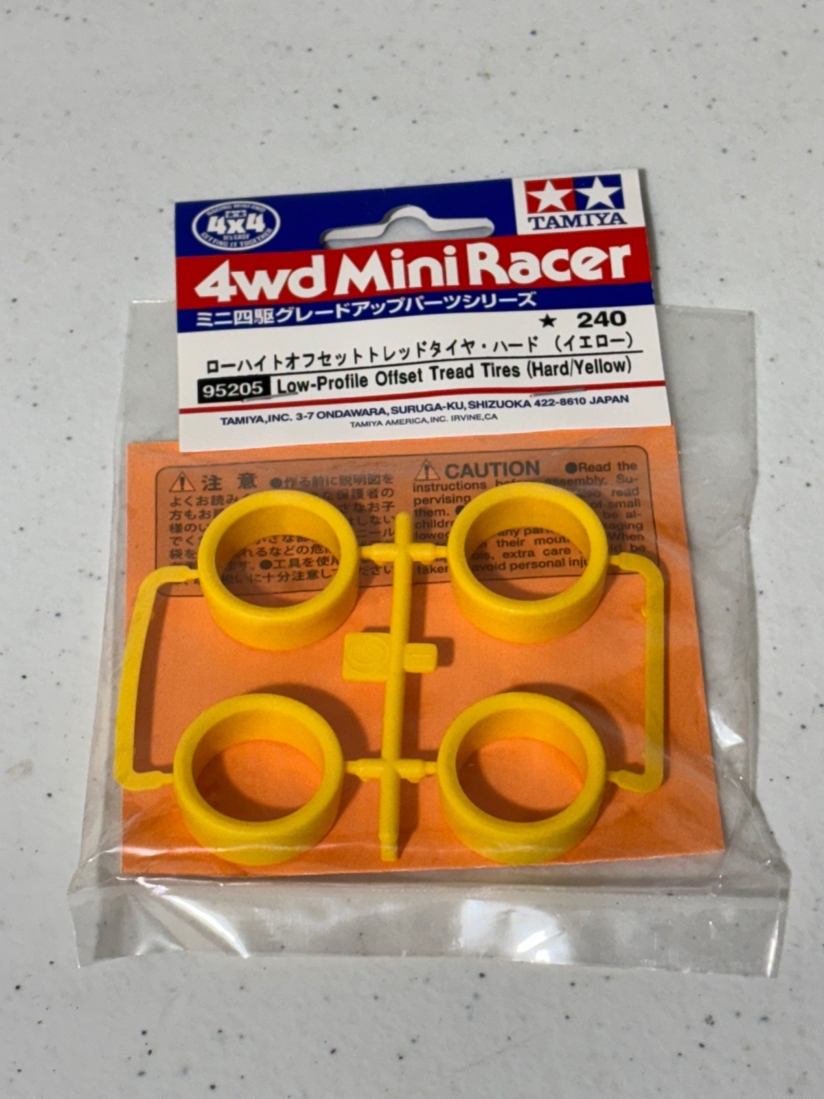 Tamiya 95205 1/32 Mini 4WD Racer Hard Low Profile Tires Offset Tr Yellow NEW USA