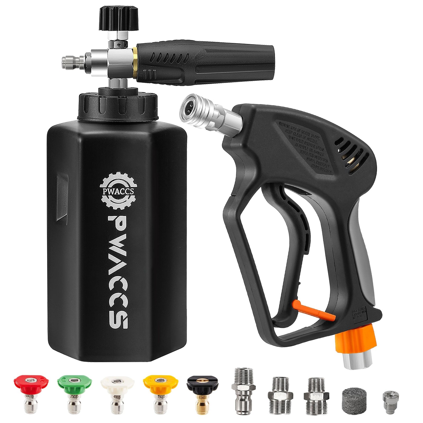 PWACCS Pressure Washer Gun with Foam Cannon, Short Pressure Washer Gun with S...