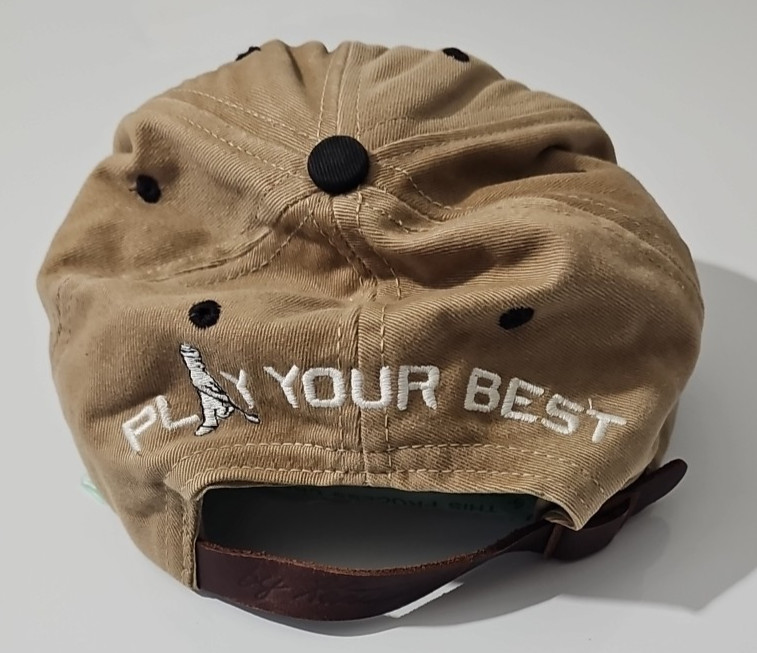Vintage 90s Ping Karsten Leather Strapback One Size Golf Tan Hat Made in USA