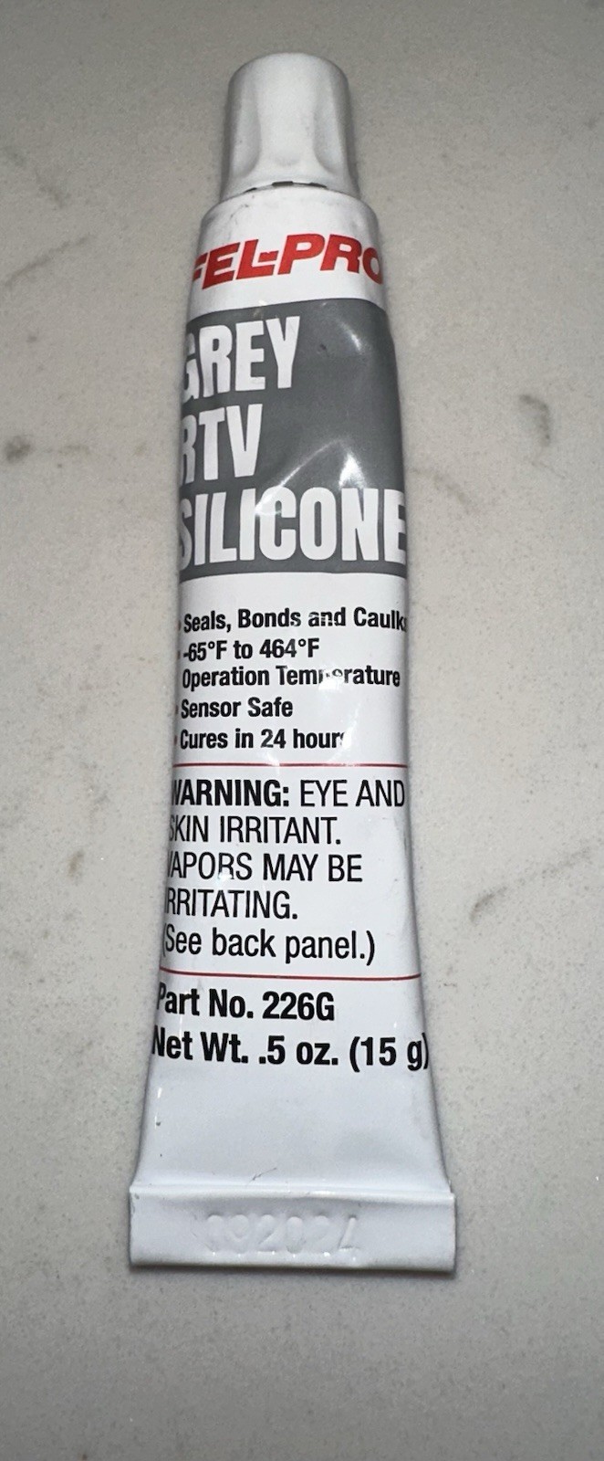 FelPro Grey RTV Silicone .5oz / 15g Tube Part No. 226G Fel-Pro Sensor Safe