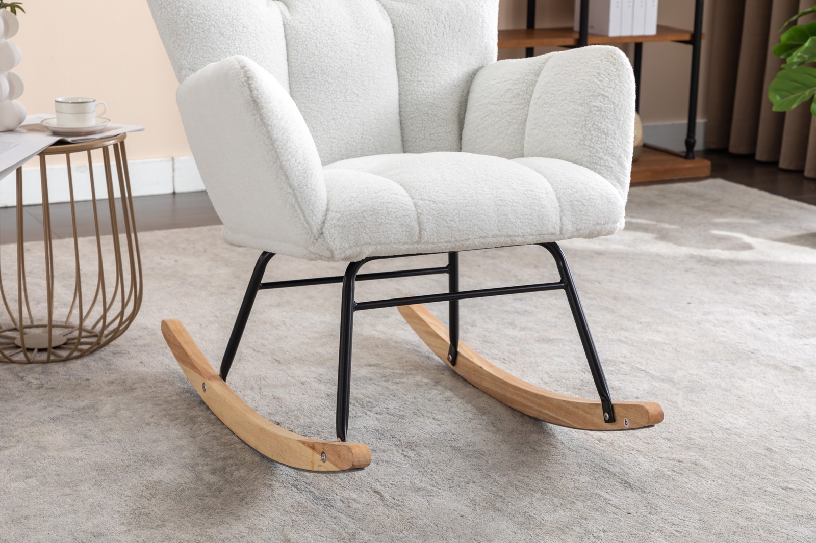 Teddy Fabric Rocking Glider Nursery Chair,Glider Rocker for Living Room Indoor