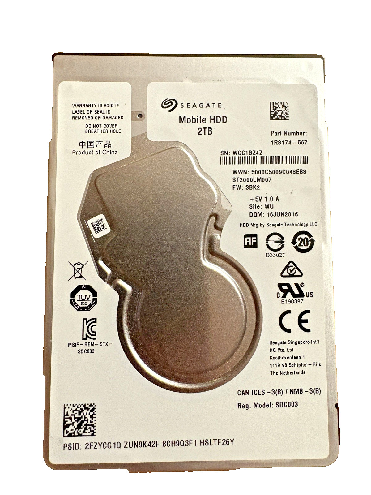 ST2000LM007 Seagate Genuine Internal Mobile HDD 2TB 128MB Cache 2.5 SATA 6Gb/s