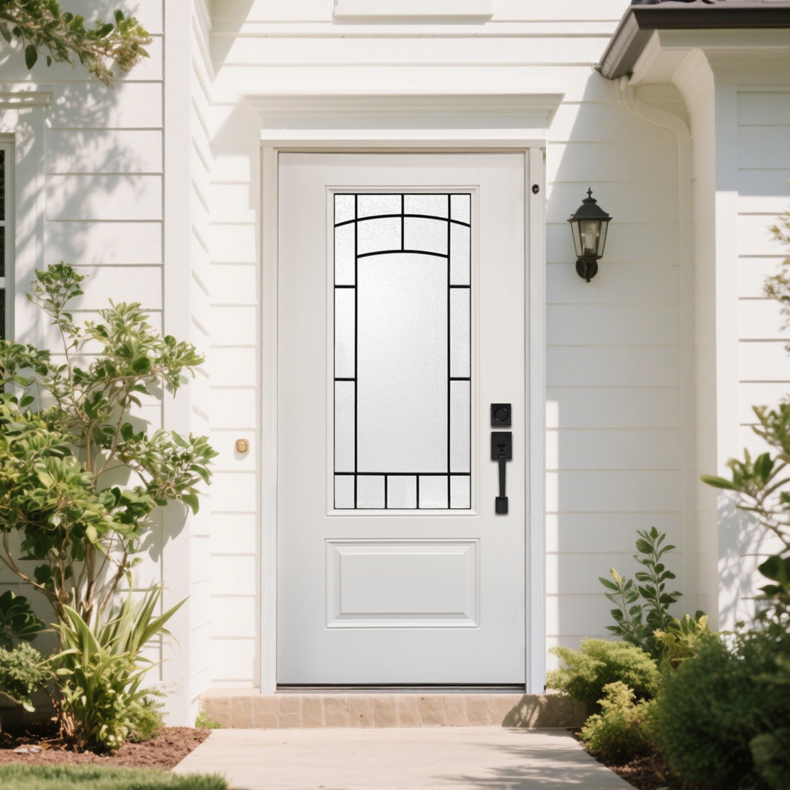 36x80" Exterior Fiberglass Entry Front Door with Glass & Vinyl Frame