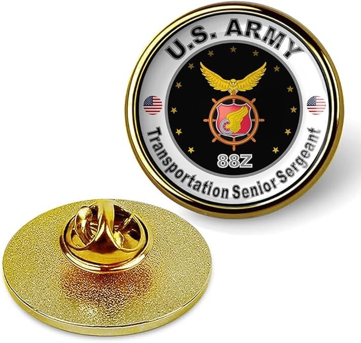 US Army Transportation Senior Sergeant Tie Suit Shirt Lapel Pin - Gold