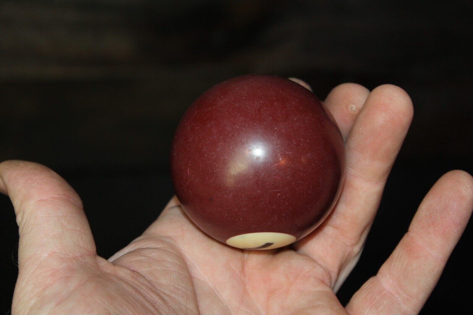 Vintage Pool Ball 2 1/4" Replacement #7 Burgundy Solid Aramith Belgian Billiards
