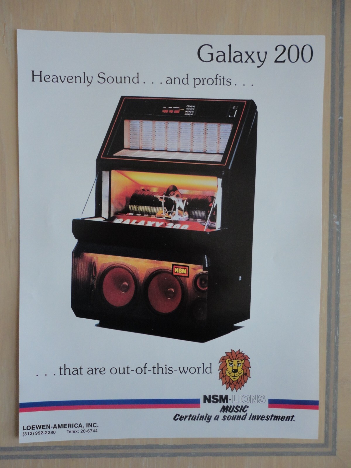 NSM Galaxy 200 Jukebox Flyer Original Magazine Pull Out Advertisement Vers 2
