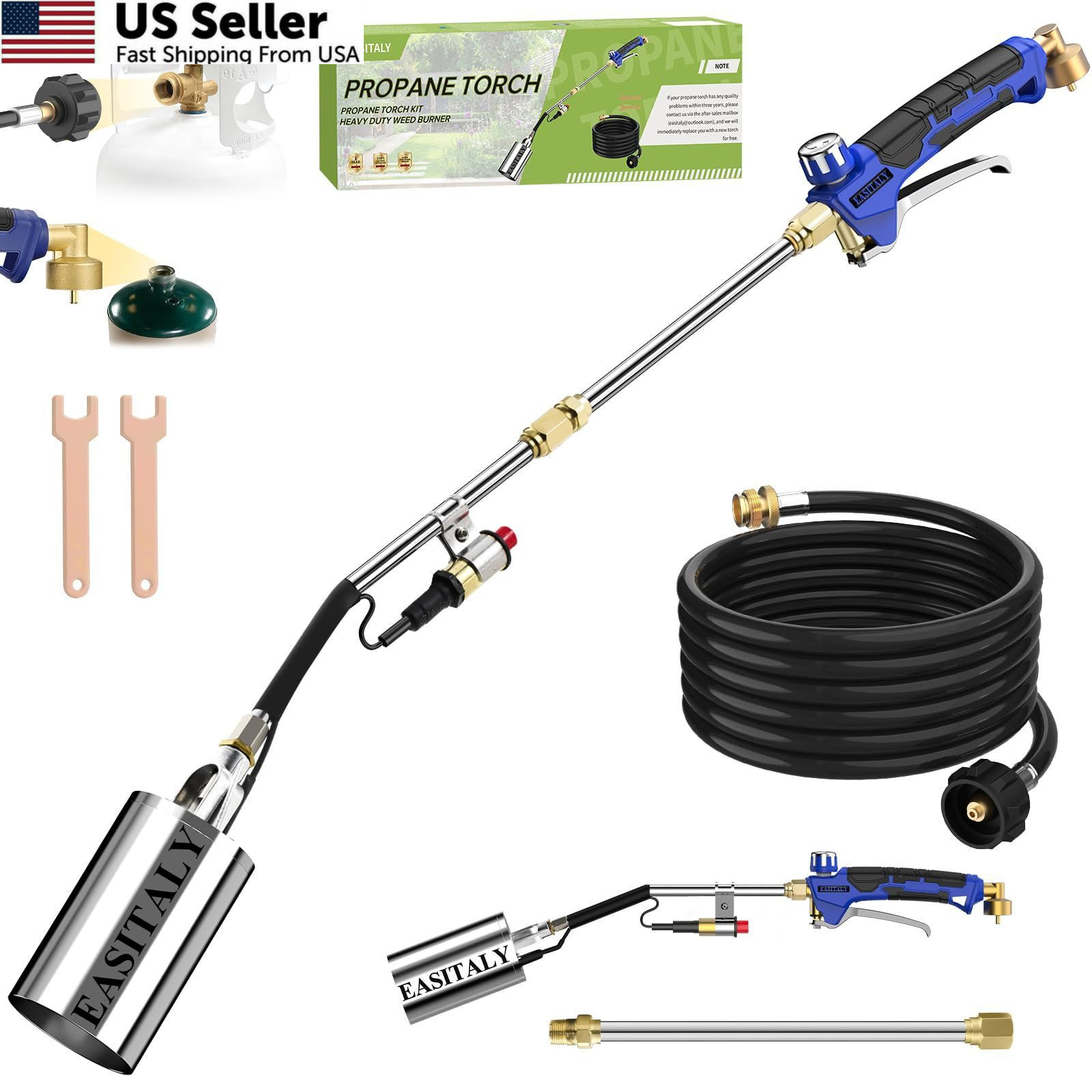 Propane Torch Weed Burner Kit,High Output with 12.5FT Hose,Heavy Duty Blow...