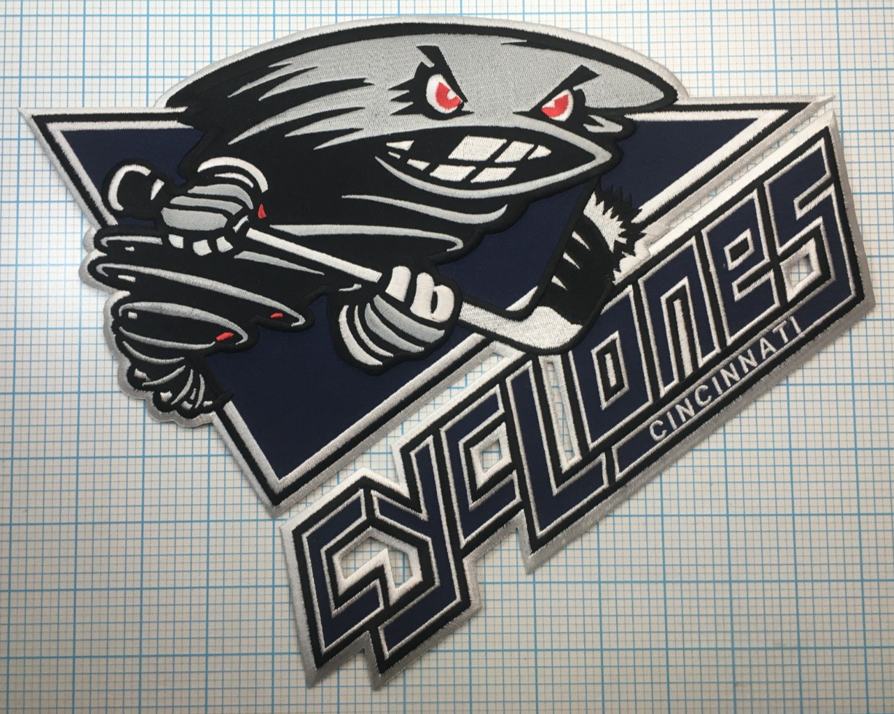 1993-2014 CINCINNATI CYCLONES MINOR LEAGUE HOCKEY LARGE 13.5" BLUE TEAM PATCH