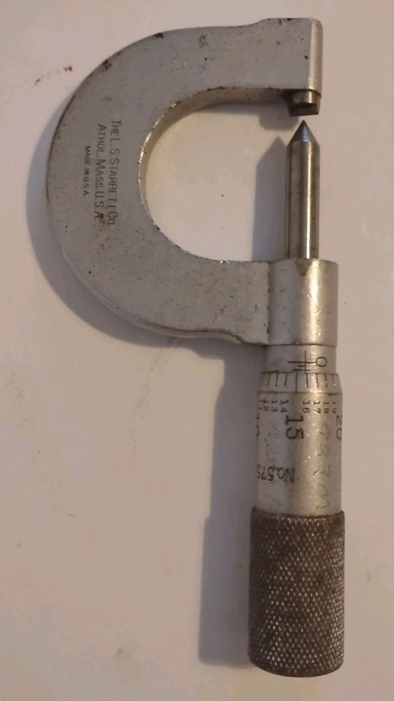 Vintage LS Starrett Co No. 575 Thread Micrometer 0-1" Range