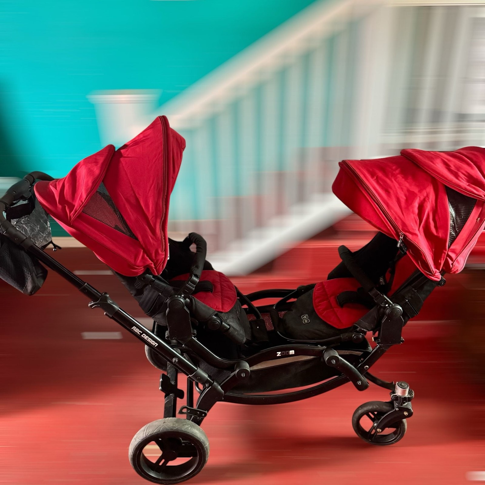 ABC Design Zoom Twin/Tandem Stroller in Red