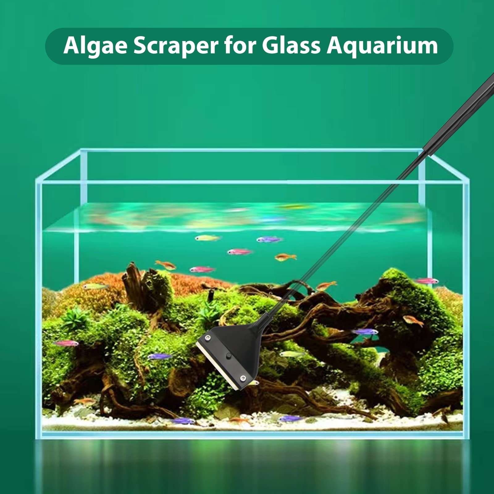 Vimvins Algae Scraper for Glass Aquarium, Long Handle Fish Tank Algae Scraper...