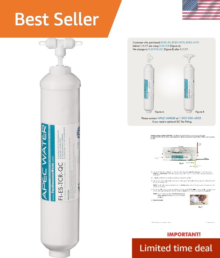 APEC FI-ES-TCR-QC 10" High Capacity Inline Carbon Filter with 1/4" Quick Conn...