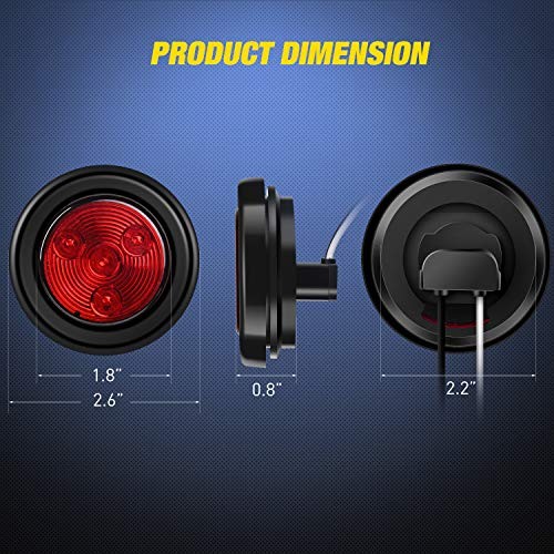 5PCS Red Round Trailer LED Marker Clearance Light 4 LED Flush Red 5Pcs 4LED