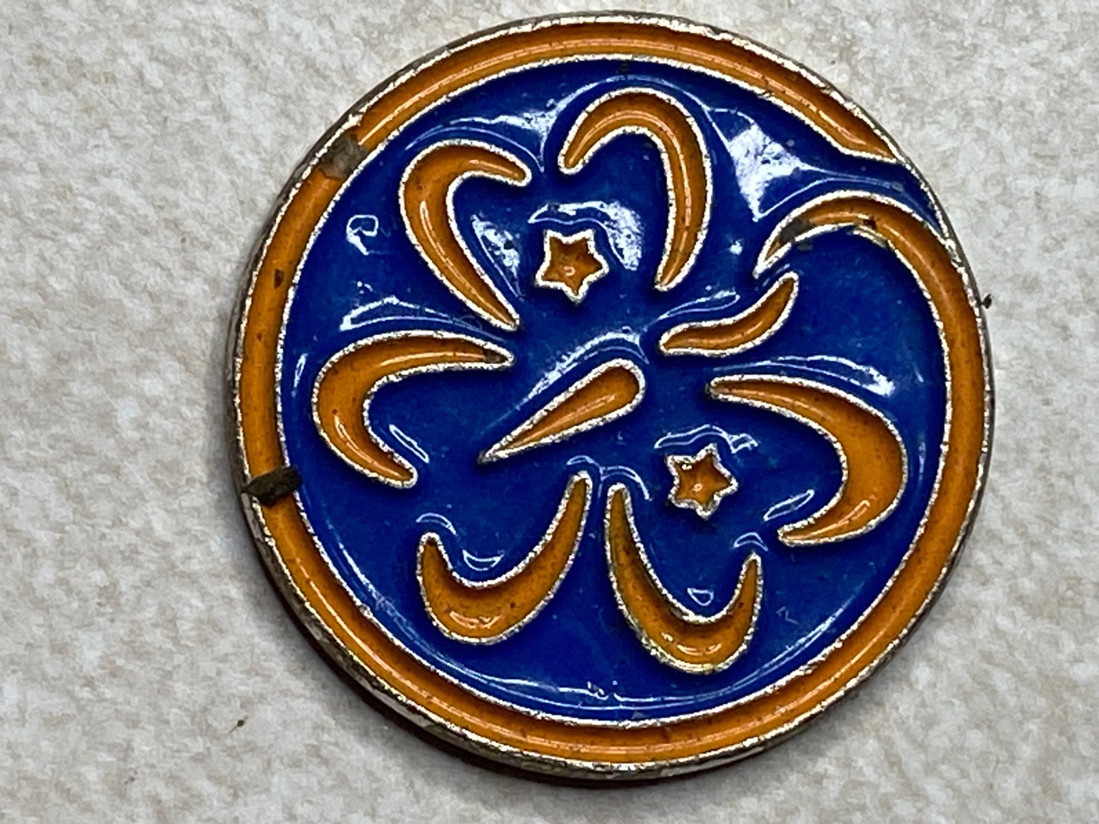 Blue Orange Enamel Golf Ball Marker Token T8446