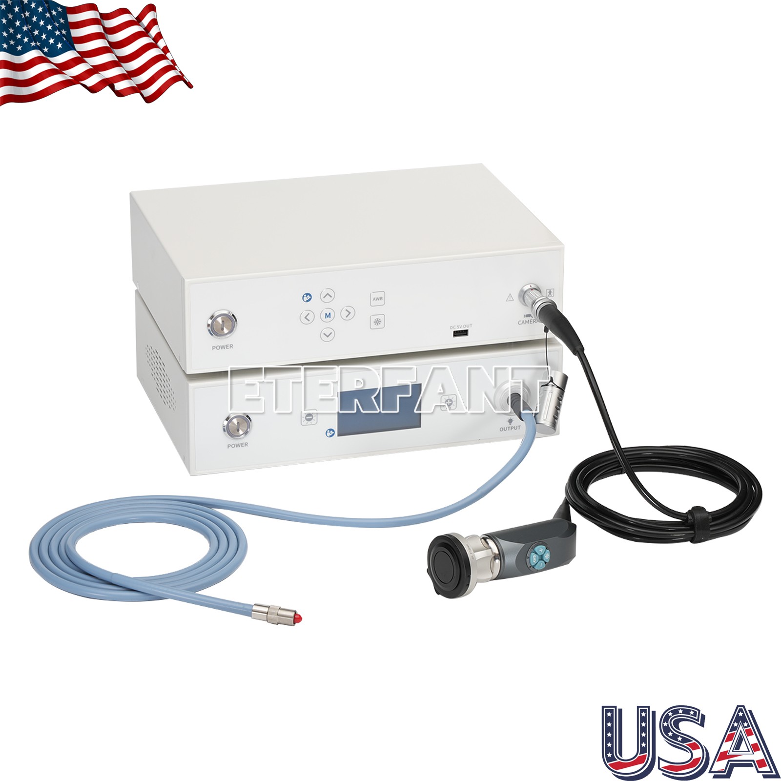 Medical 1080p Full HD Endoscope Camera System with 100W Cold LED Light Source US