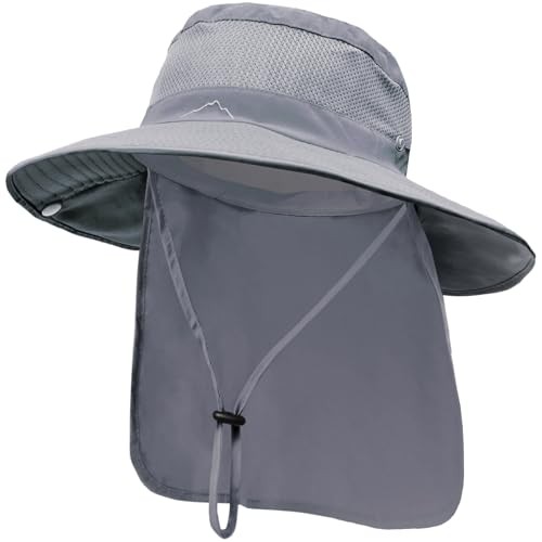 Sun Hats for Men Women Fishing Hat with Neck Flap,UPF 1 1-dark Grey(neck Flap)