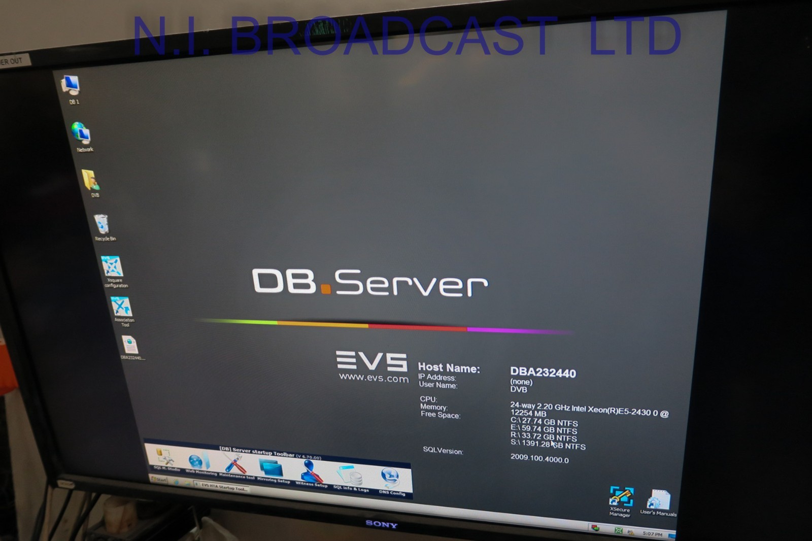 EVS DB server with IP director lice, IP engine, X square  (ref 2)