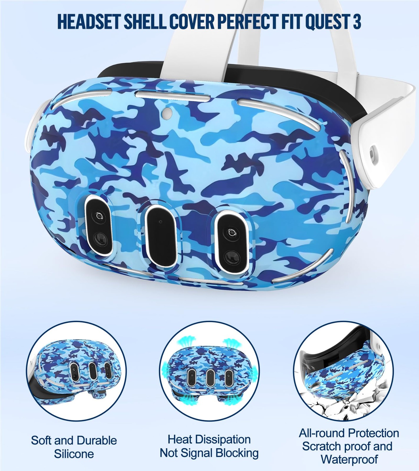 Silicone Cover Set Compatible with Meta/Oculus Quest 3 Accessories, Controlle...