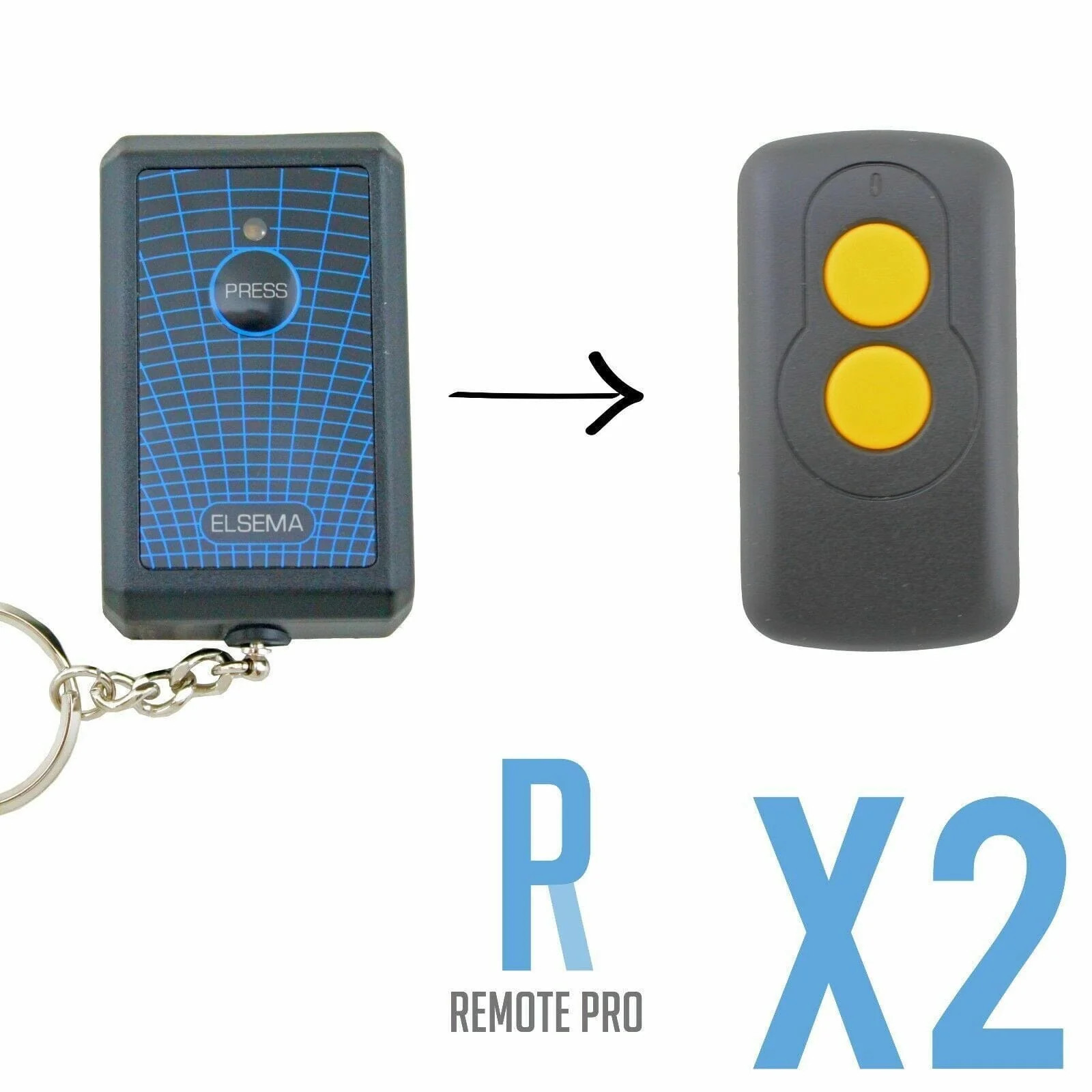 2 x Elsema Compatible Garage/Gate Remote Key301 27.145MHz FMT201/FMT301/FMT401