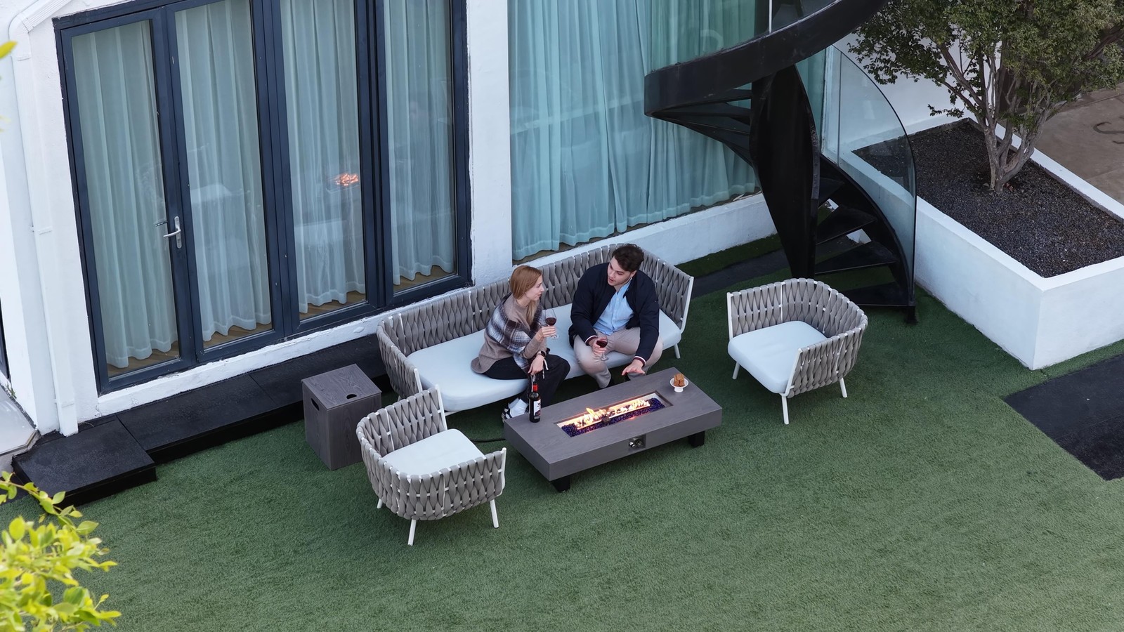 54 Inch Propane Fire Pit Table Outdoor Rectangular Heater 50000 BTU Stainless
