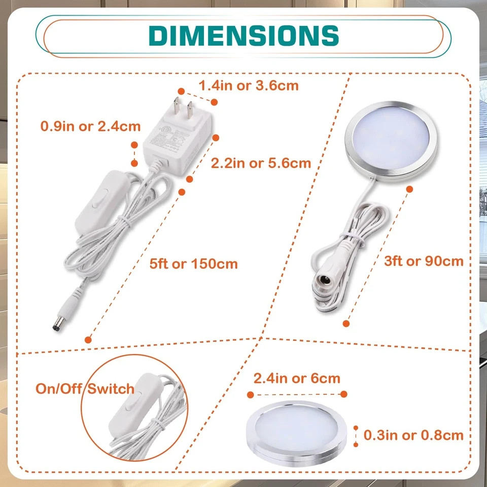 Single Under Cabinet Puck Light, Collection Display Cases Bookshelf Counter L...